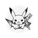 pikachu with katana tattoo design idea