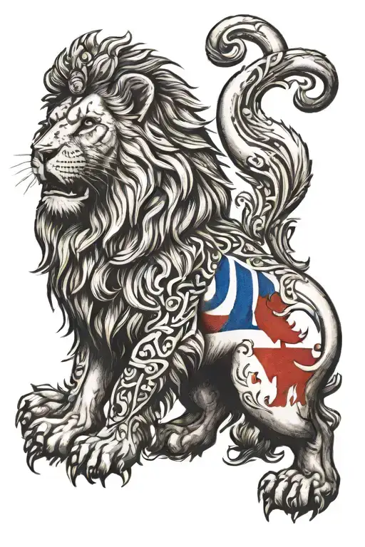czech lion wearing the Czech flag  tattoo design idea