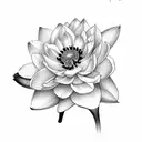 bouquet with a carnation, a waterlilly, a rose, a cosmos, a lilly of the valley, a larkspur, a morning glory, a hawthorn tattoo design idea
