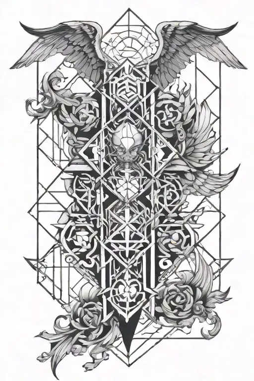 angel devil life death balance tattoo design idea