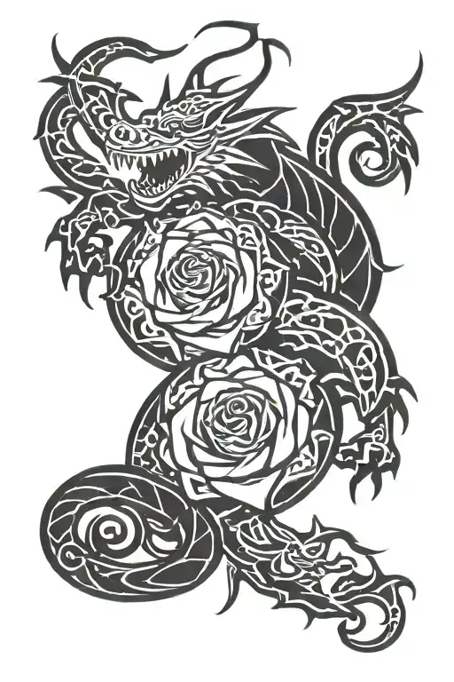 white rose of yorkshire, red rose of lancashire, saxon fighting man, english dragon  tattoo design idea
