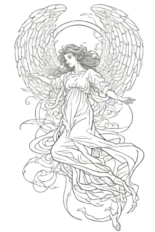 angel falling tattoo design idea