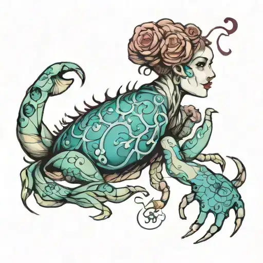 cancer zodiac sign. plus aesthetic  tattoo design idea