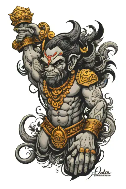 hanuman god  body tattoo design idea