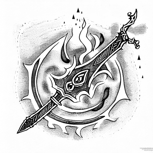 darksouls bonfire with coiled sword in it tattoo design idea