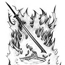 darksouls coiled sword that is stabbed into a bonfire  tattoo design idea