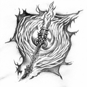 darksouls coiled sword with fire coiling around it tattoo design idea