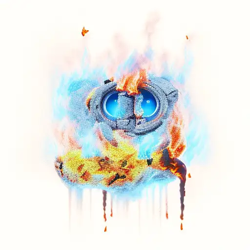 building on fire tattoo design idea