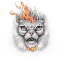 building on fire tattoo design idea