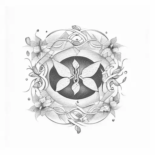 vines with 1993 in the middle with butterflies  tattoo design idea