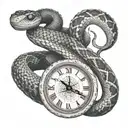  A snake wraps around the clock, in honor of the year of the snake  tattoo design idea