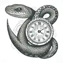  A snake wraps around the clock, in honor of the year of the snake  tattoo design idea