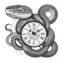  A snake wraps around the clock, in honor of the year of the snake  tattoo design idea