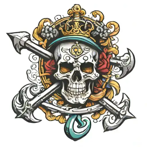 skull anchor tattoo design idea