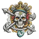 skull anchor tattoo design idea