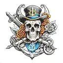 skull anchor tattoo design idea