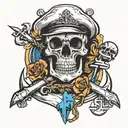 skull anchor tattoo design idea