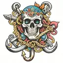 skull anchor tattoo design idea