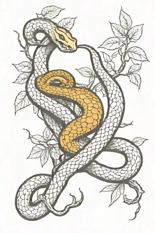 snake wrapped around a tree branch  tattoo design idea