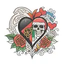 a heart, half of it with a mexican and the other half with the german flag tattoo design idea