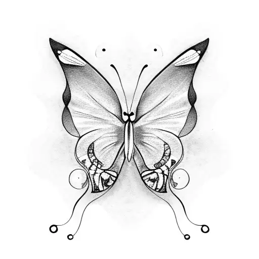 Butterfly fine line tattoo design idea
