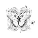 butterfly heart  tattoo design idea