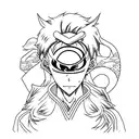 male anime eyes with the japanese letter for gold as pupil tattoo design idea