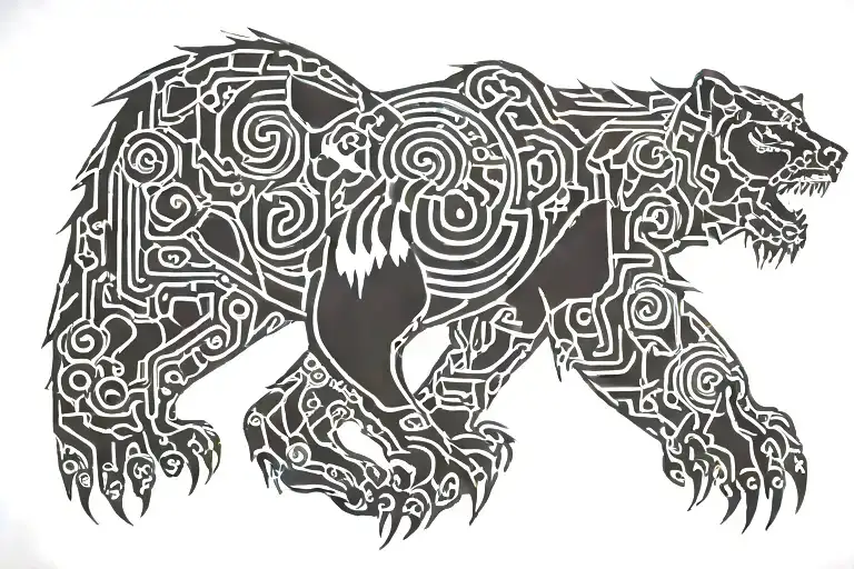 viking style bear claw tattoo design idea
