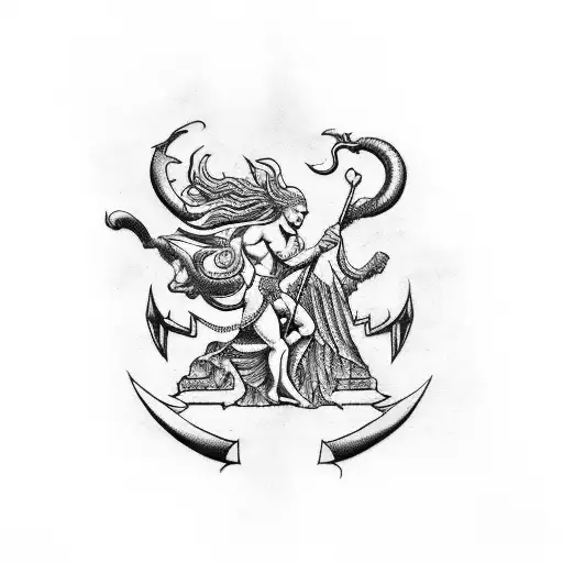 A tattoo design featuring a mythical creature from Greek mythology battling in a casino setting tattoo design idea