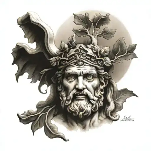 Dionysus in a Greek theatre tattoo design idea