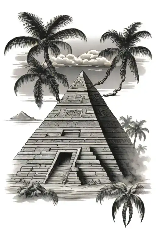 Aztec pyramid tattoo design idea