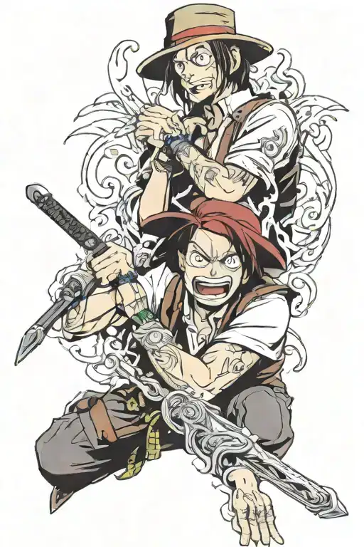 Luffey with Shanks tattoo design idea