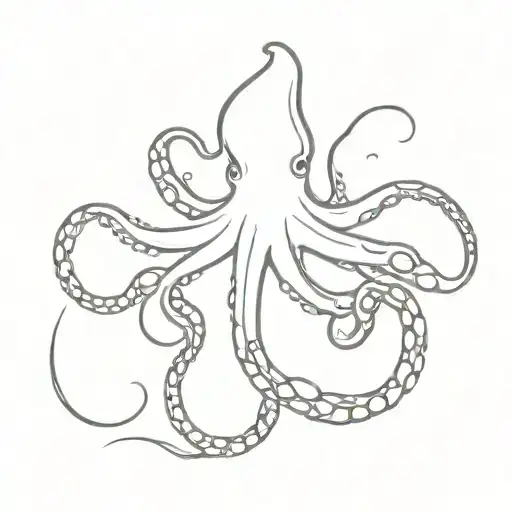 one-line octopus tentacles tattoo design idea