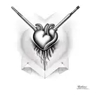 Heart with audio elements tattoo design idea