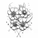 2 sparrows interlocking with flowers tattoo design idea
