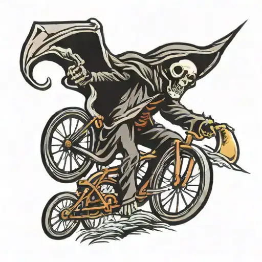 grim reaper riding bicycle  tattoo design idea