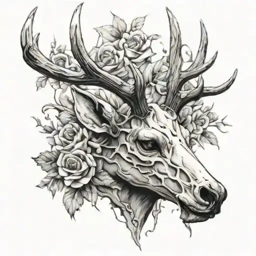 stag skull sleeve tattoo tattoo design idea