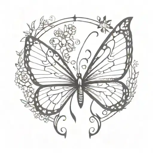A minimalist design of a butterfly with the Virgo symbol incorporated into its wings, symbolizing the client's love for both nature and astrology tattoo design idea