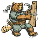 Incorporate a bear wielding a blacksmith hammer in a traditional style tattoo tattoo design idea