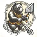 Incorporate a bear wielding a blacksmith hammer in a traditional style tattoo tattoo design idea