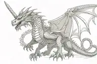 dragon with a sword from the witcher swords tattoo design idea