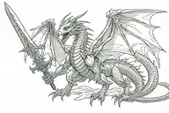 dragon with a sword from the witcher swords tattoo design idea