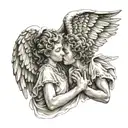 two angels kissing tattoo design idea