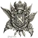 I want a half upper arm sleeve no color. Include a family crest, American flag, and something else patriotic.  tattoo design idea