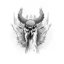 angry turkey on skull tattoo design idea