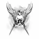 angry turkey on skull tattoo design idea