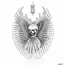 angry turkey on skull tattoo design idea