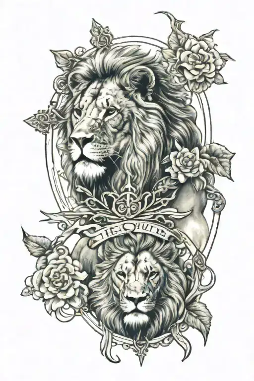 Lion crosses jesus tattoo design idea