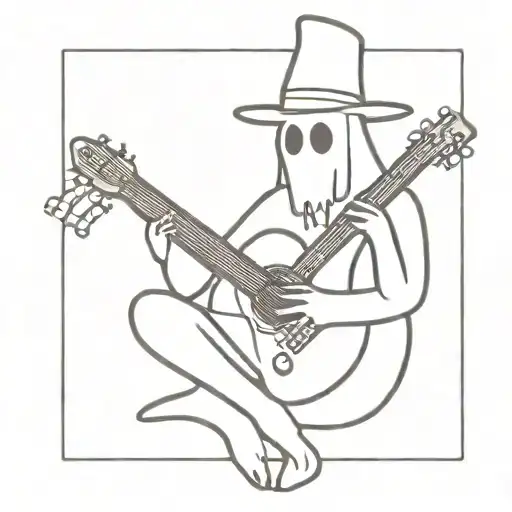 ghost playing a guitar  tattoo design idea