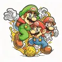 super mario jumping and running with luigi tattoo design idea